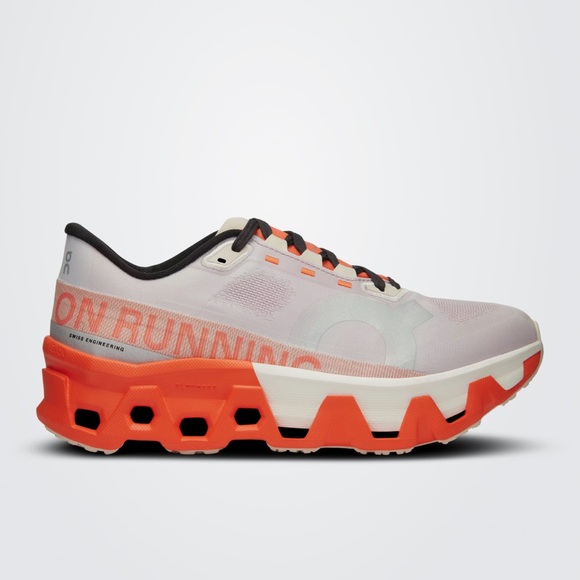 On Running Cloudmonster Red and White Shoes - Picture 3 of 5